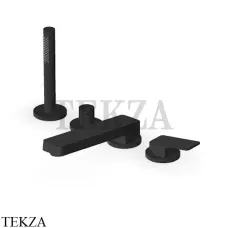 Zucchetti JINGLE Смеситель на борт ванны с гарнитуром ZIN450.N1, черный goffrato