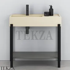 CIELO Plinio 85 Консоль с керамической раковиной и полкой, Lino-черный