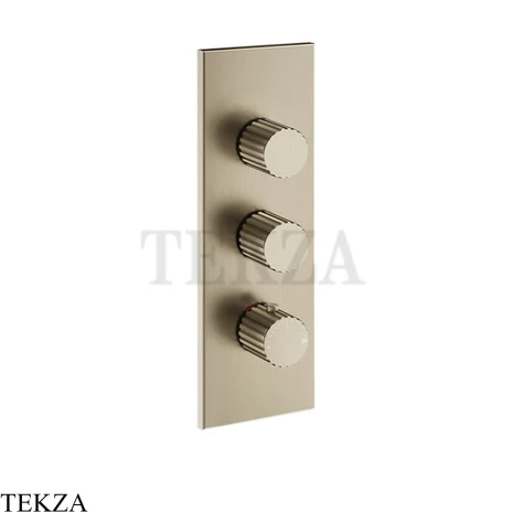 Gessi Incastri Термостат для душа 2 потока, внешняя часть 75314-149, нерж. сталь Brush / никель Brushed