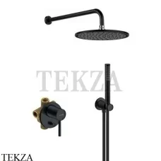 Kludi BOZZ Душевой комплект 7in1: cмеситель, ручной и верхний душ 387363976, черный матовый