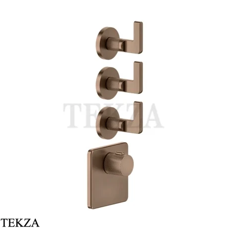 Gessi INCISO WELLNESS Термостат 3 выхода, внешняя часть 58216-708, Copper Brushed PVD