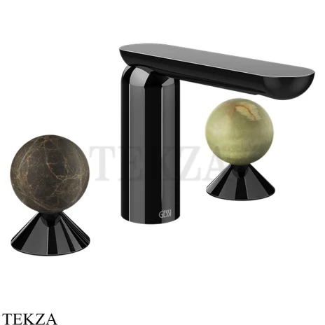 Gessi Perle Смеситель для раковины на 3 отв., без гарнитура 74155-706, black хром глянец
