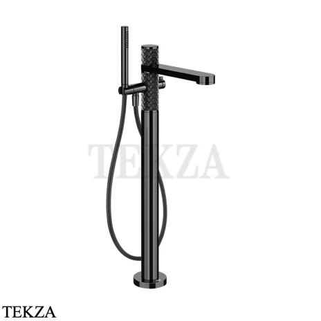 Gessi Pelle Tresse Смеситель для ванны напольный, с гарнитуром, 78228-439, Nero/ Black Metal PVD