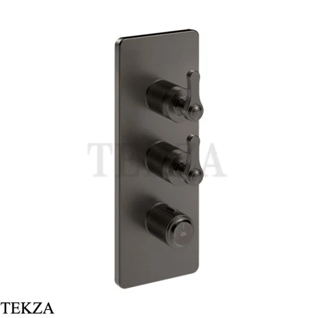 Gessi VENTI20 Термостат для душа, 2 потока, внешняя часть 65200-707, Black Metal Brushed PVD