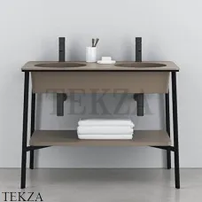 CIELO CATINO DOPPIO Консоль с двойной керамической раковиной, Arenaria-черный