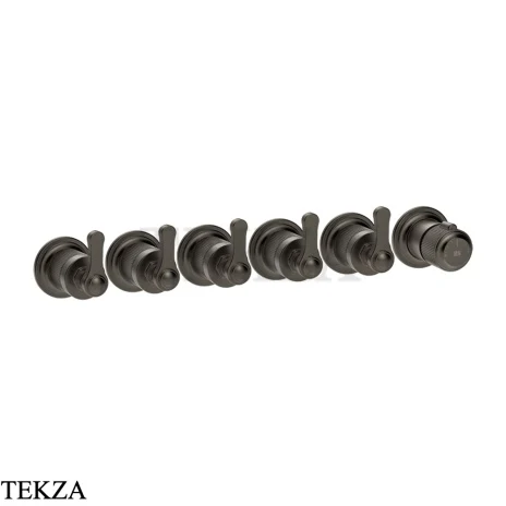Gessi VENTI20 Термостат для душа, 5 потоков, внешняя часть 65340-707, Black Metal Brushed PVD