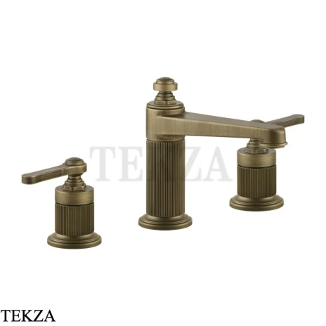 Gessi VENTI20 Смеситель для раковины на 3 отверстия средний, с донным клапаном 65012-713, Antique Brass