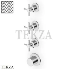Zucchetti Helm Diagonal Термостат для душа на 3 потока, внешняя часть ZHM803.XG3, нержавеющая сталь brushed