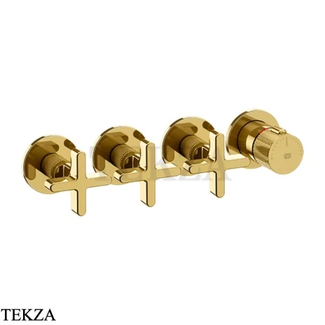 Gessi INCISO SHOWER Термостатический смеситель, 3 потока, внешняя часть 58436-246, Gold PVD