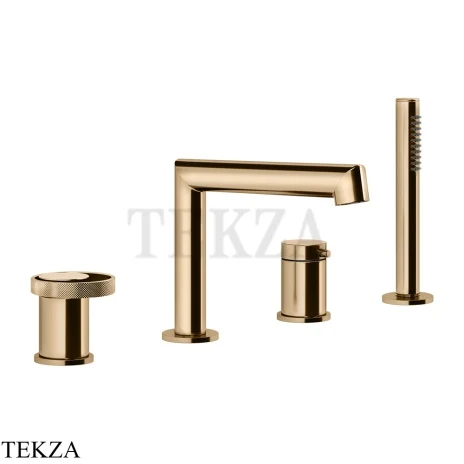 Gessi ANELLO Смеситель на борт ванны с изливом и душевым гарнитуром 63337-735, Warm Bronze PVD