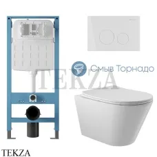 Aqueduto CONE Plus Комплект унитаза торнадо c инсталляцией, кнопка белый глянец AQDS338T, Белый глянец