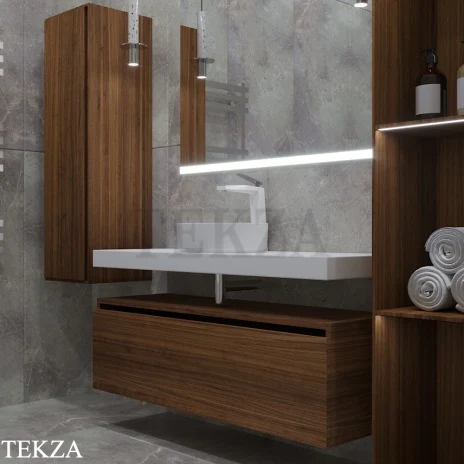ARMADI ART FLAT Тумба-ящик под столешницу с двумя ящиками 897-140-D, DARK OAK (тёмный дуб), матовый