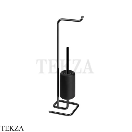 Gessi Goccia Стойка с держателем для туалетной бумаги и ершиком 38068-706, Black Metal PVD