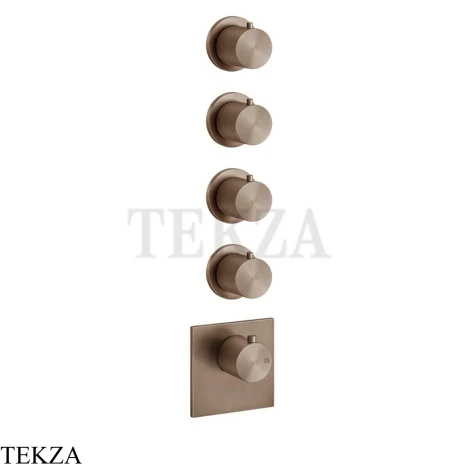 Gessi 316 WELLNESS Термостат 4 выхода, внешняя часть 54508-708, Copper Brushed PVD