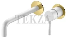 Boheme Uno Смеситель для раковины из стены, комплект с встройкой Uno 465-WG Белый Золото