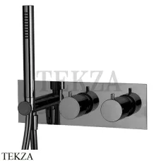 FIMA Carlo Frattini Spillo UP Термостат для душа, 2 потока, с гарнитуром, внешняя часть F3049WX3CS, Brushed black chrome