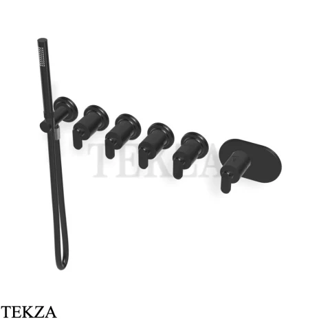 FIMA Carlo Frattini Park Line Термостат для ванны и душа, 4 потока, внешняя часть F1368X4CS, brushed black chrome