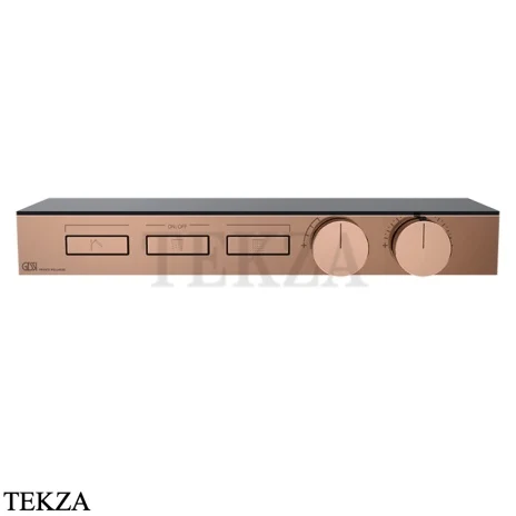 Gessi HI-FI Термостатический смеситель с полочкой, на 3 потока, внешняя часть 63024-030, медь глянец