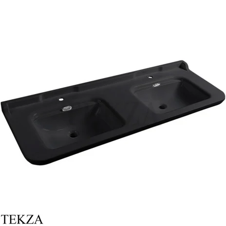 Kerasan Waldorf Раковина подвесная с 2 отв., двойная, керамическая, 4143K4 nero/cr *1, чёрный глянец-хром
