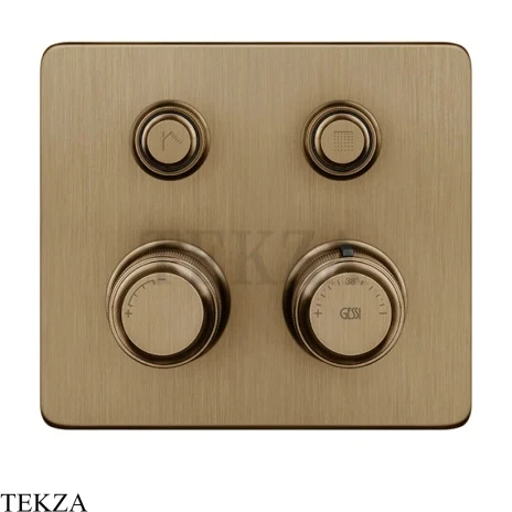 Gessi VENTI20 Термостатический смеситель на 2 потока, внешняя часть 65232-791, Deep Bronze Brushed PVD