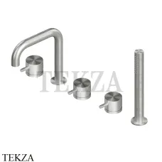 QuadroDesign Source Смеситель на борт ванны, с гарнитуром, 2 потока 12 95 AS, Brushed Stainless Steel