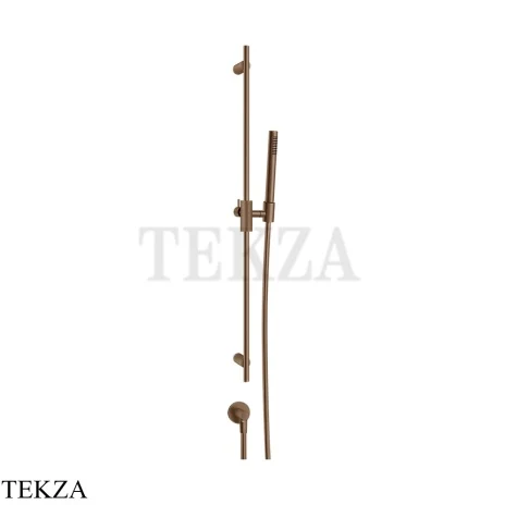 Gessi ANELLO Штанга в комплекте с душевой лейкой и выводом 63482-708, Copper Brushed PVD