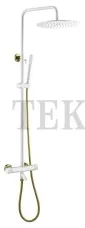 Boheme Uno Стойка для душа c термостатом, верхний душ латунь Uno 468-T-WG White Gold