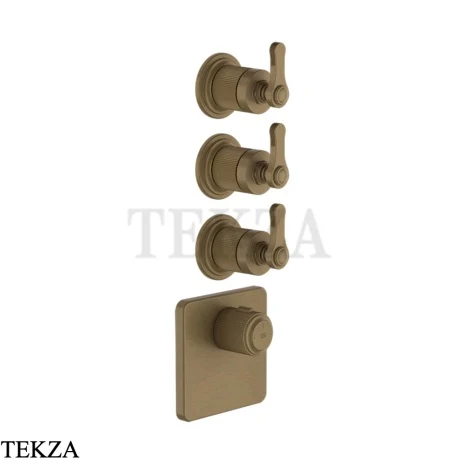 Gessi VENTI20 Термостат для душа, 3 потока, внешняя часть 65206-713, Antique Brass