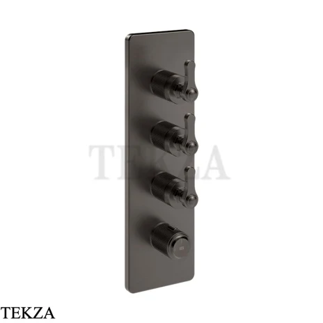 Gessi VENTI20 Термостат для душа, 3 потока, внешняя часть 65204-707, Black Metal Brushed PVD