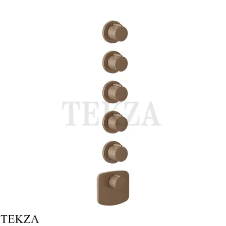 Gessi Ingranaggio-Anello Термостат для душа, 5 потоков, внешняя часть 43240-708, Copper Brushed PVD