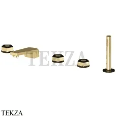 Newform Park L.E. Смеситель на борт ванны с гарнитуром 69782C.62.093, золото глянец