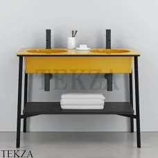 CIELO CATINO DOPPIO Консоль с двойной керамической раковиной, Anemone-черный