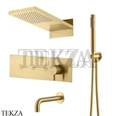 Boheme FUSION Смеситель для душа, 3 потока, излив, верхний душ, гарнитур 130-2-MG, Matt Gold