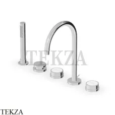 Zucchetti Savoir Смеситель для ванны с душевым гарнитуром ZSV483.CW, хром глянец-белый