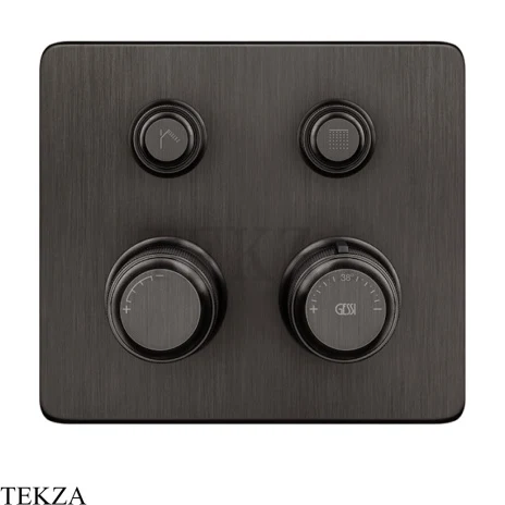 Gessi VENTI20 Термостатический смеситель на 2 потока, внешняя часть 65232-707, Black Metal Brushed PVD