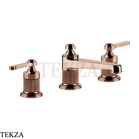 Gessi VENTI20 Смеситель для раковины на 3 отверстия низкий, с донным клапаном 65011-030, Copper PVD