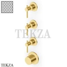 Zucchetti Helm Diagonal Термостат для душа на 3 потока, внешняя часть ZHL803.XP41G3, brushed gold PVD
