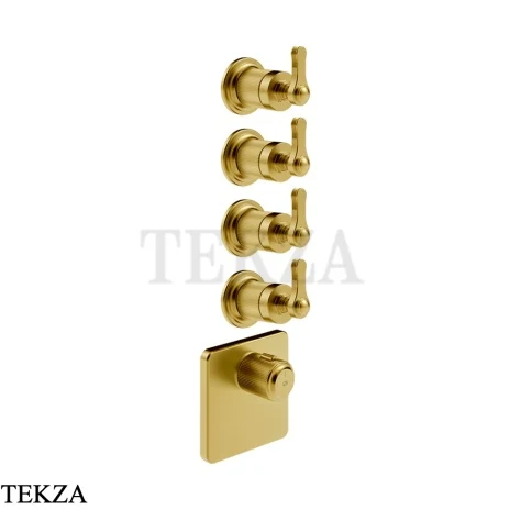 Gessi VENTI20 Термостат для душа, 4 потока, внешняя часть 65210-716, Gold Br. PVD