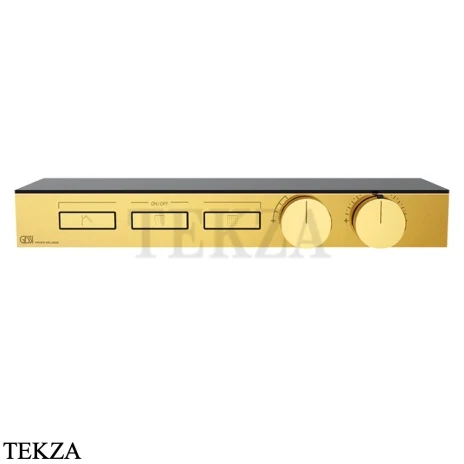 Gessi HI-FI Термостатический смеситель с полочкой, на 3 потока, внешняя часть 63024-246, золото глянец