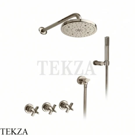 Nicolazzi Monte Croce Душевой комплект, смеситель, верхний душ, ручной душ 2233EXTNL27, Nickel глянец