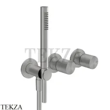 Gessi Habito DIAMANTATO Смеситель для душа с гарнитуром, внешняя часть 70638-149, Finox Brushed Nickel