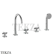 Fantini Icona Classic Смеситель на борт ванны с гарнитуром 5302R065, хром глянец