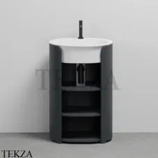CIELO I Catini Tiberino Тумба отдельностоящая CAMTL, с 3-мя полками, слив в стену, Basalto-белый глянец