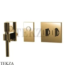 FIMA Carlo Frattini Switch Термостат для душа с лейкой на 2 потока, внешняя часть, Brushed gold