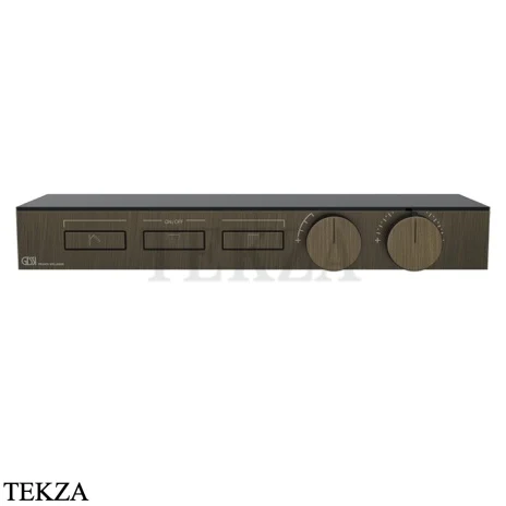 Gessi HI-FI Термостатический смеситель с полочкой, на 3 потока, внешняя часть 63024-713, бронза classic
