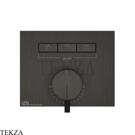 Gessi HI-FI Однорычажный смеситель, на 3 поток, внешняя часть 63081-707, Black Metal Brushed PVD