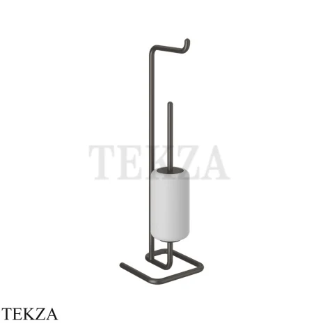 Gessi Goccia Стойка с держателем для туалетной бумаги и ершиком 38067-707, Black Metal Br. PVD