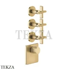 Gessi INCISO WELLNESS Термостат 3 выхода, внешняя часть 58346-727, Brushed Brass Gessi INCISO WELLNESS Термостат 3 выхода, внешняя часть 58346-727, Brushed Brass