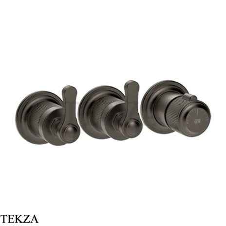 Gessi VENTI20 Термостат для душа, 2 потока, внешняя часть 65334-707, Black Metal Brushed PVD