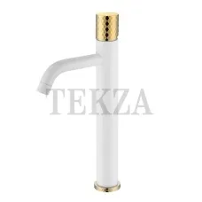 Boheme Stick Смеситель для раковины высокий Stick 122-WG White DIAMOND Gold